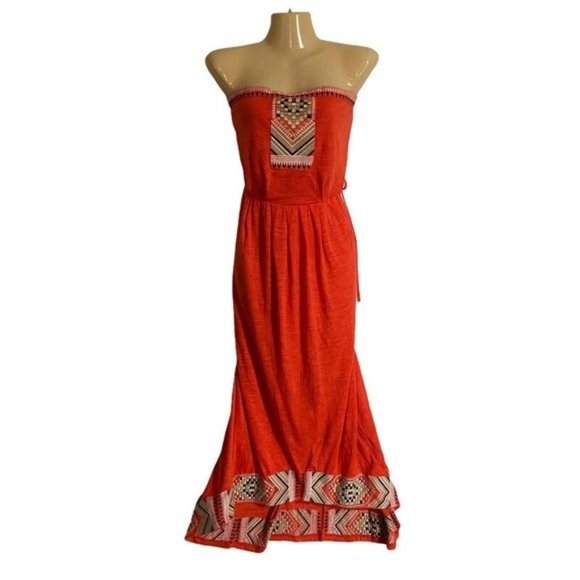 THML Strapless Aztec Embroidered Hi Lo Dress - Picture 2 of 13